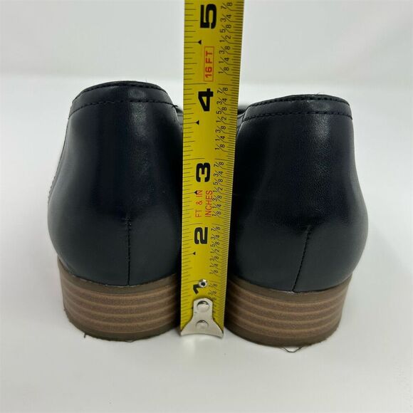 Clarks Ballet Flats Size 10 Navy Blue Perforated Leather Slip On Casual Loafers - Picture 9 of 12